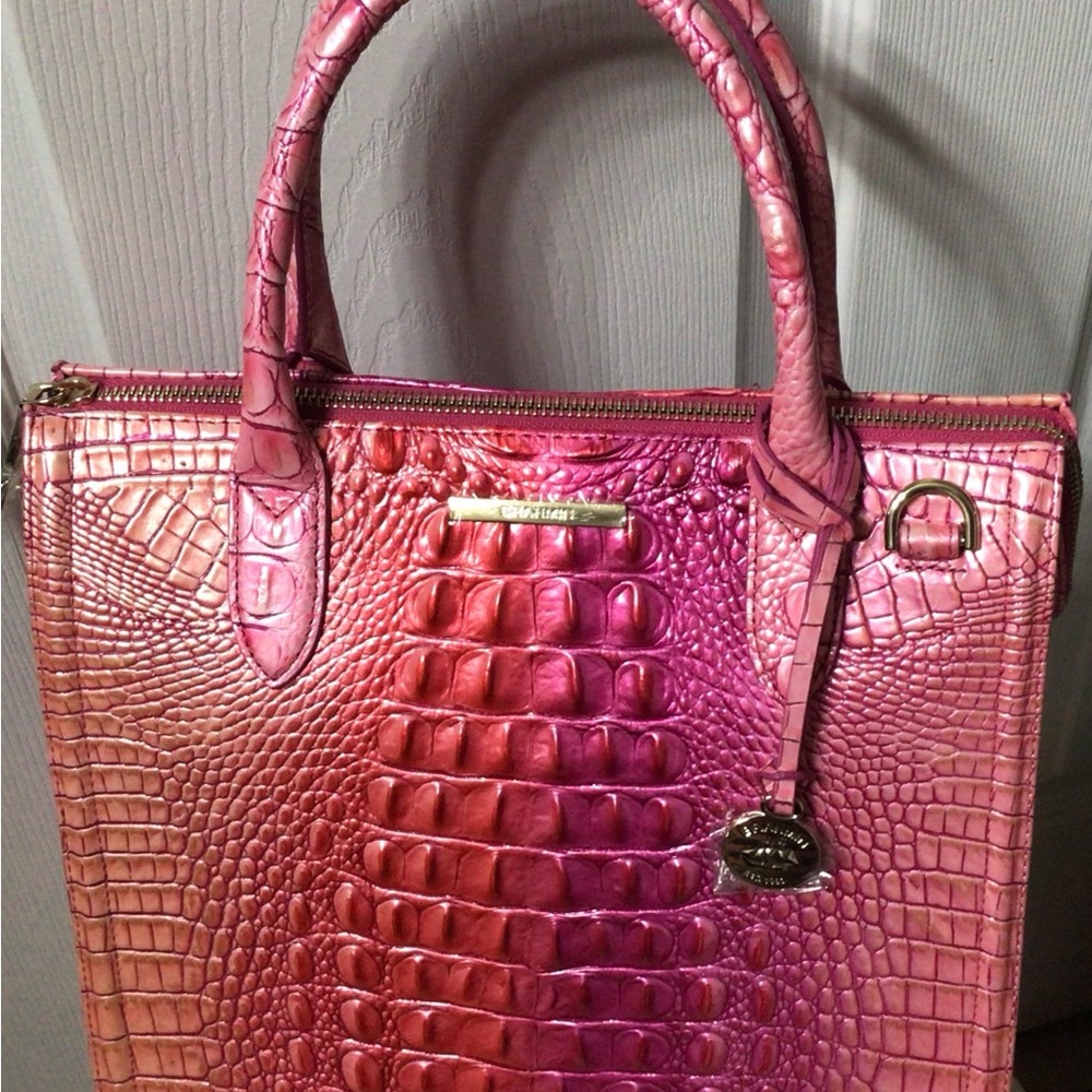 Leather Brahmin Tri-Color Caroline tote.
(Pink, Purple, Coral tones)

NWOT - Picture 4 of 16
